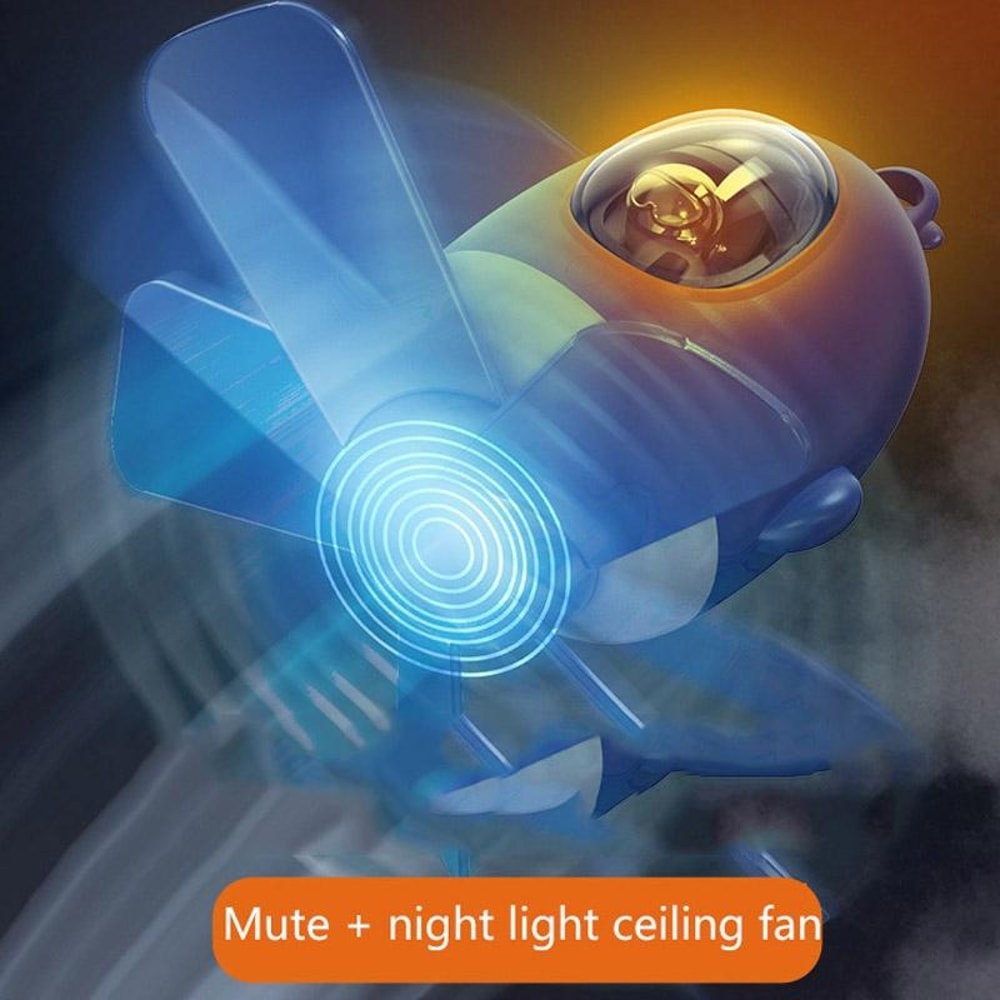 Airplane Night Light Ceiling Fan with USB Remote Control Quiet Ceiling Fan for Kids Room