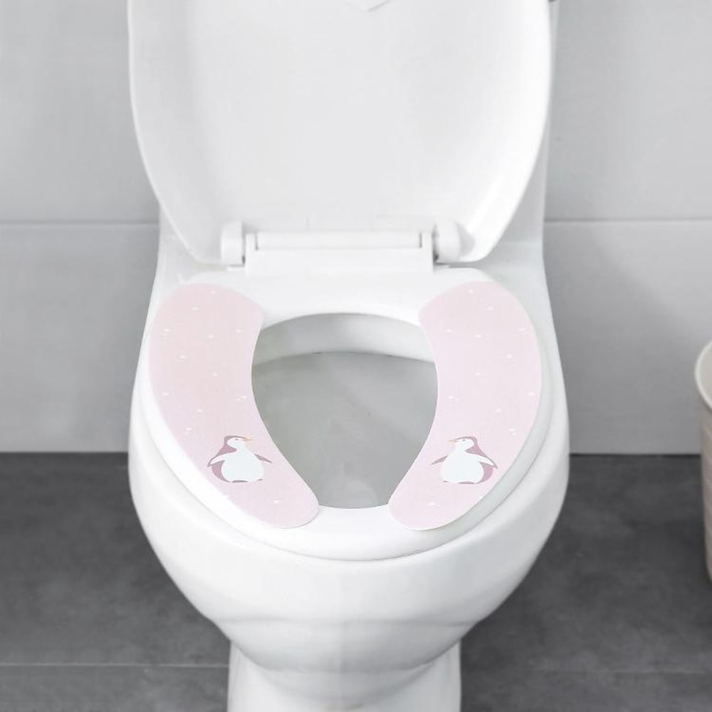 Universal Adhesive Toilet Seat Cushion Pad Waterproof Non Woven Gasket Cover for Hygienic Bathroom Protection