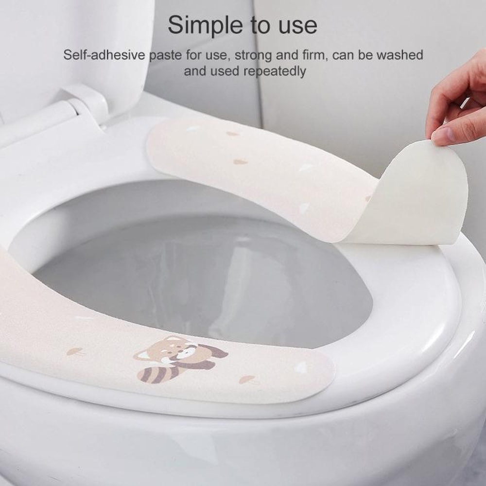 Universal Adhesive Toilet Seat Cushion Pad Waterproof Non Woven Gasket Cover for Hygienic Bathroom Protection