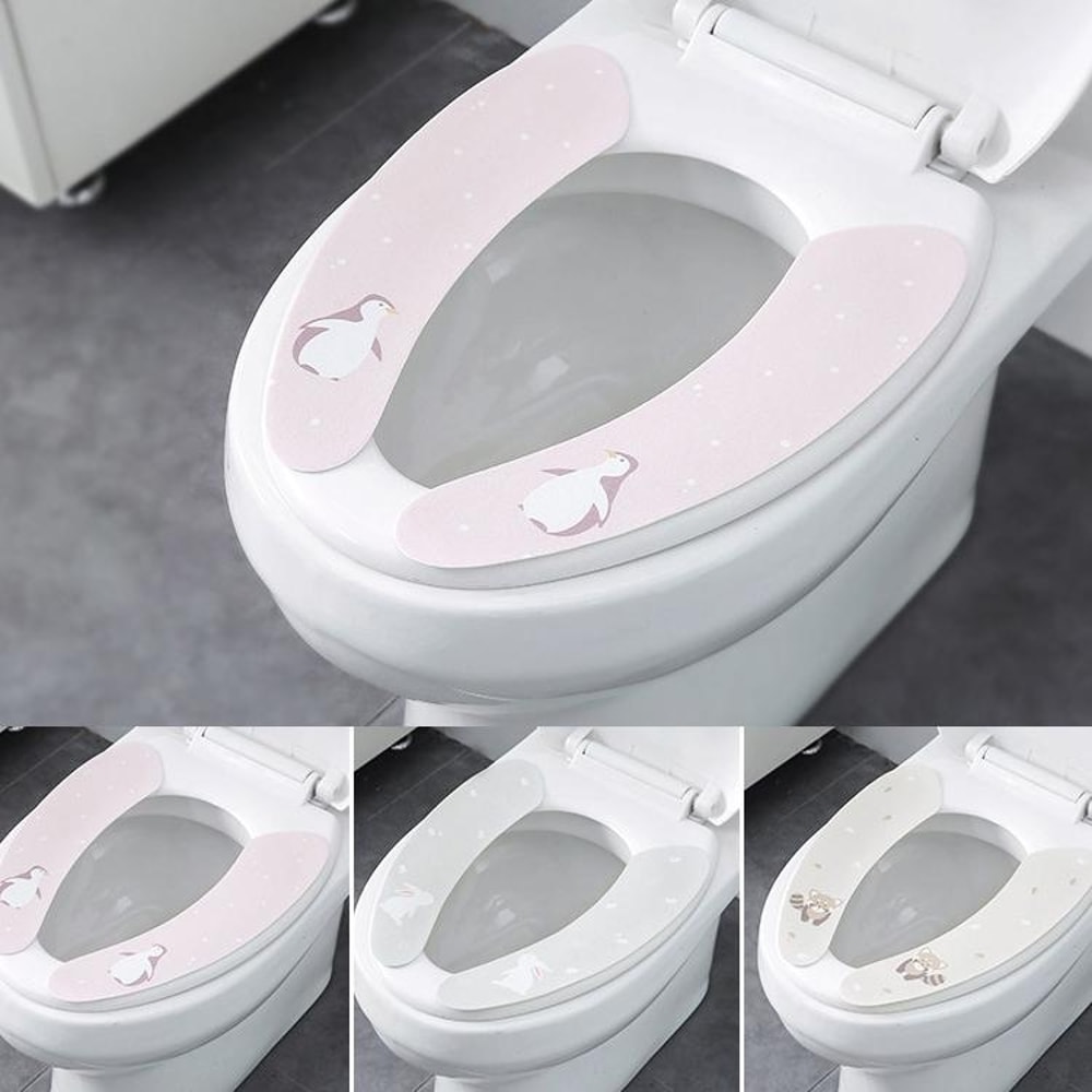 Universal Adhesive Toilet Seat Cushion Pad Waterproof Non Woven Gasket Cover for Hygienic Bathroom Protection