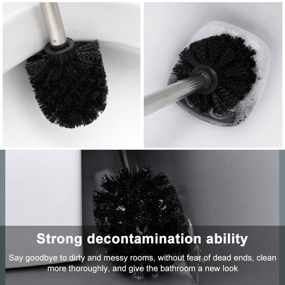 Wall Mounted No Drill Toilet Brush Long Handle Bathroom Cleaning Brush Elegant Gray