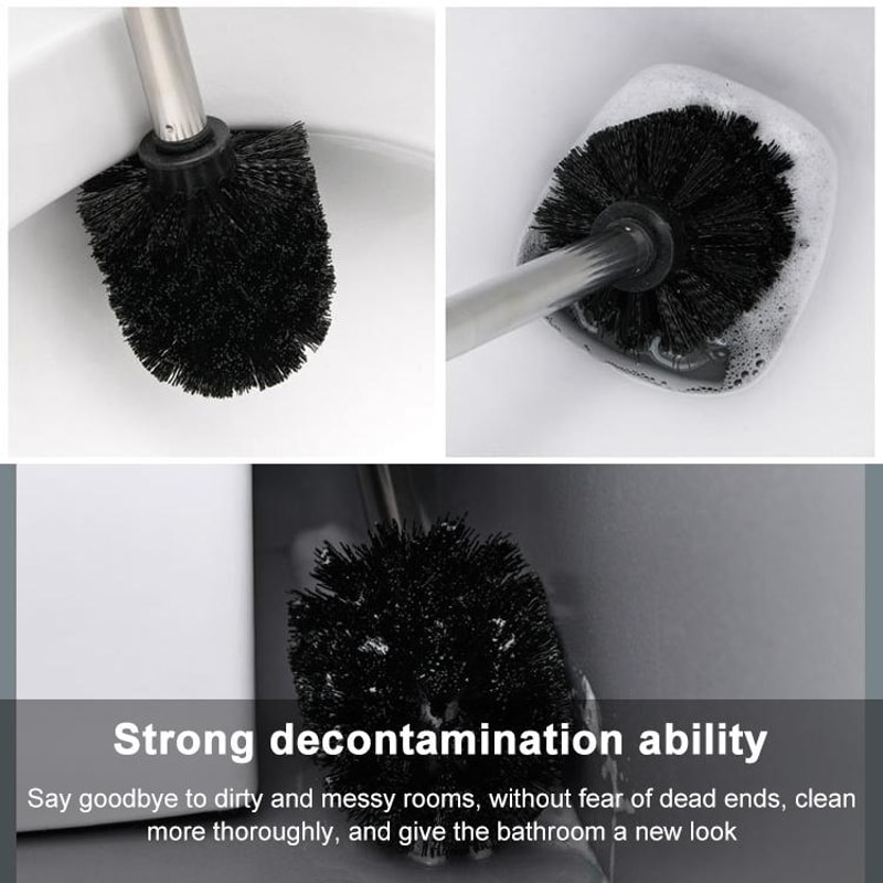 Wall Mounted No Drill Toilet Brush Long Handle Bathroom Cleaning Brush Elegant Gray