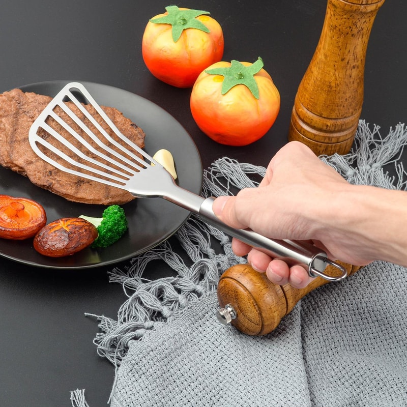 Stainless Steel Fish & Steak Spatula Slotted Turner for Easy Flipping