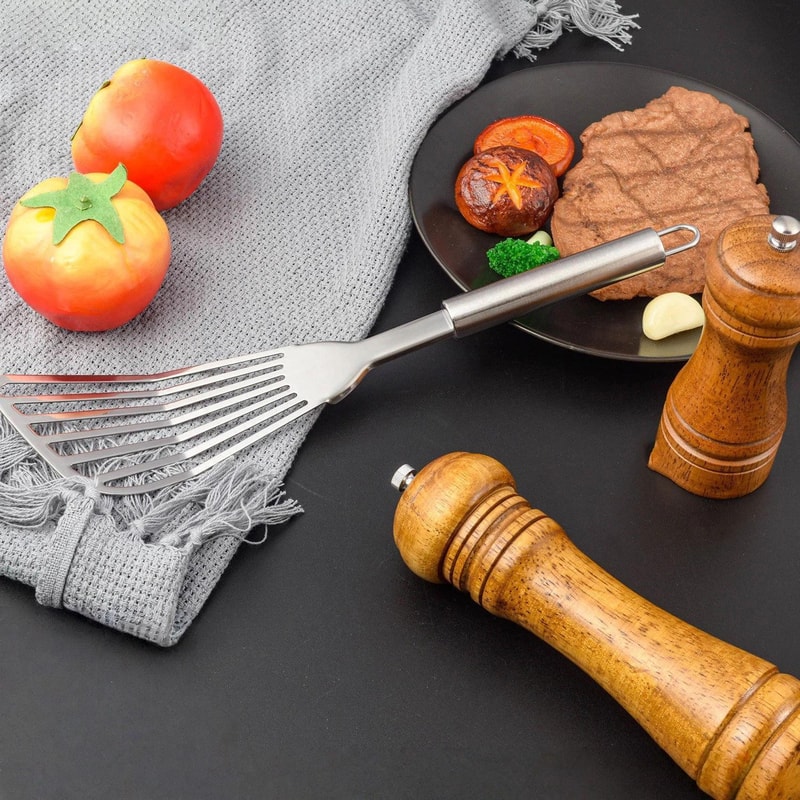 Stainless Steel Fish & Steak Spatula Slotted Turner for Easy Flipping