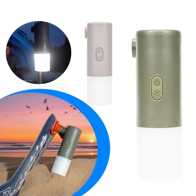 Rechargeable Air Pump & Camping Lantern, Portable Electric Air Inflator with LED Light