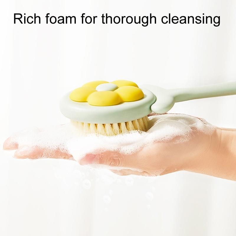 Long Handle Soft Bristle Shower Brush for Body & Back Cleaning