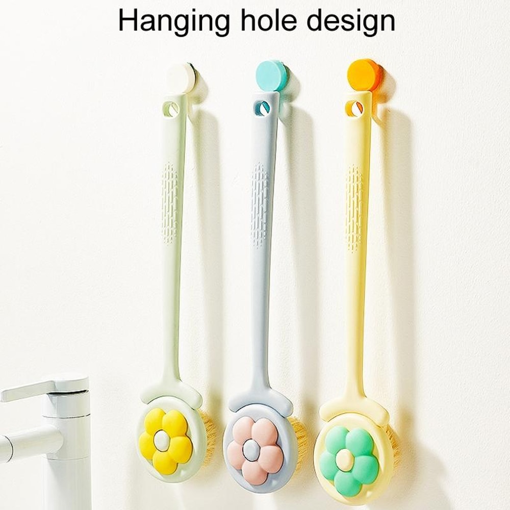 Long Handle Soft Bristle Shower Brush for Body & Back Cleaning