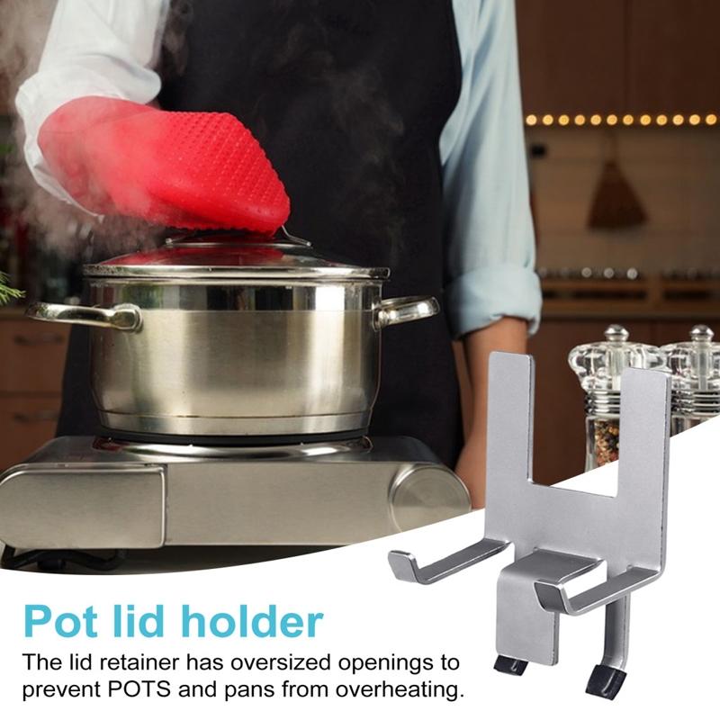 Stainless Steel Pot Lid Holder with Silicone Grip Kitchen Lid Organizer for Pots