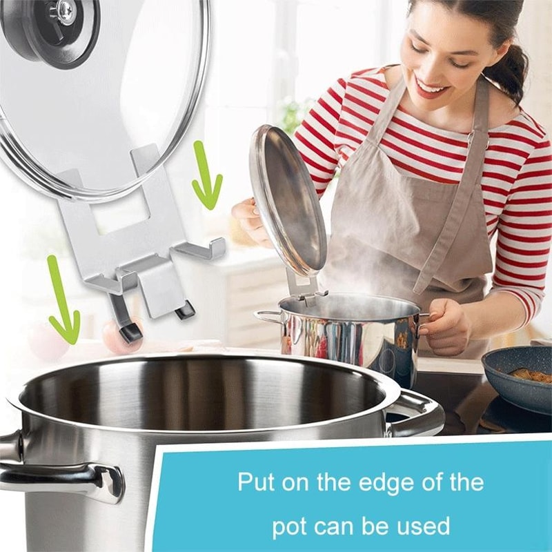 Stainless Steel Pot Lid Holder with Silicone Grip Kitchen Lid Organizer for Pots
