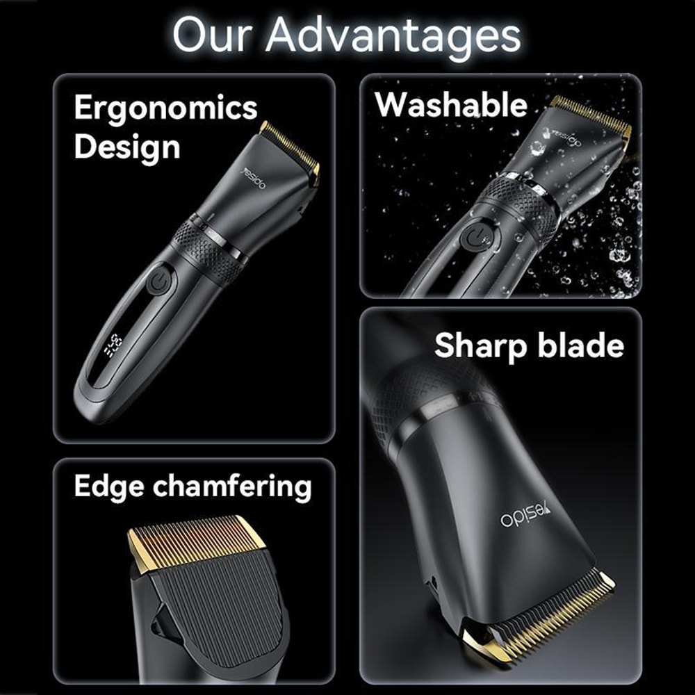 Cordless Hair Clipper and Trimmer Waterproof Grooming Kit for Men