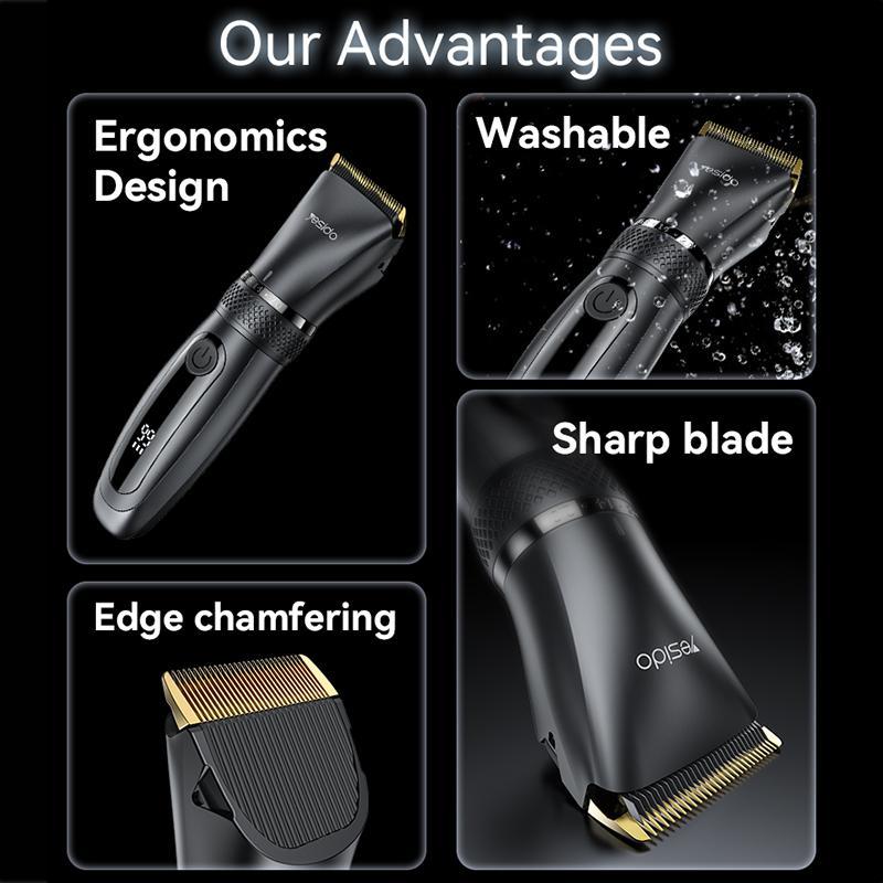 Cordless Hair Clipper and Trimmer Waterproof Grooming Kit for Men
