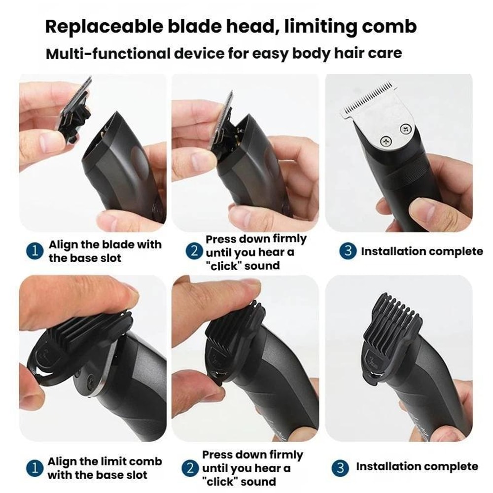 Electric Hair Clipper, Beard & Nose Hair Trimmer Cordless Grooming Kit for Men
