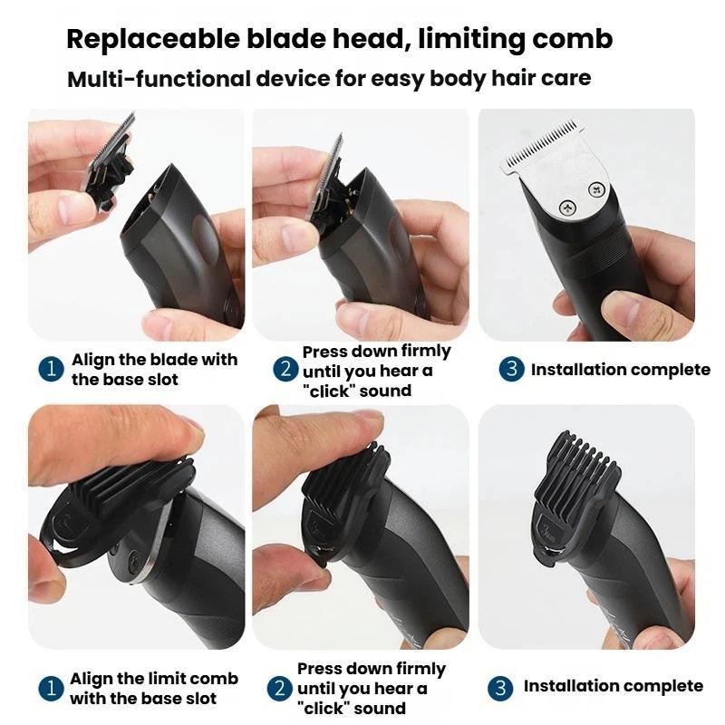 Electric Hair Clipper, Beard & Nose Hair Trimmer Cordless Grooming Kit for Men