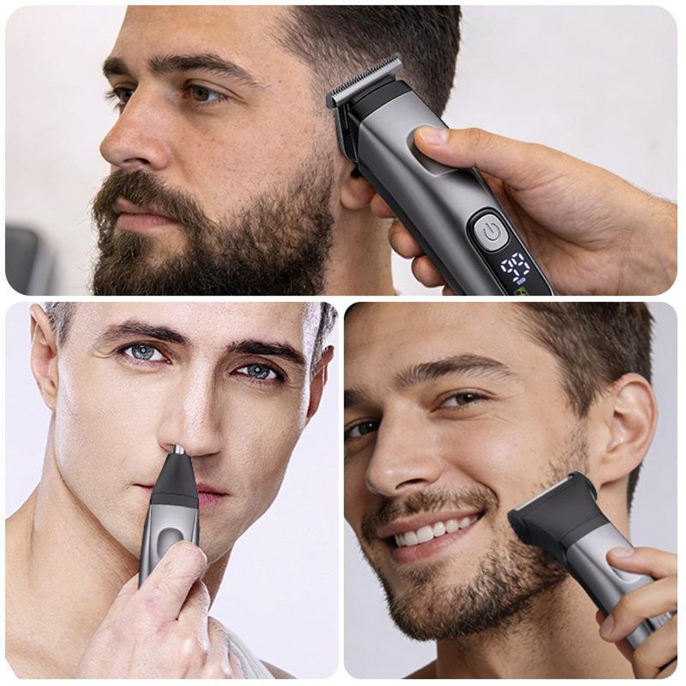 Electric Hair Clipper, Beard & Nose Hair Trimmer Cordless Grooming Kit for Men