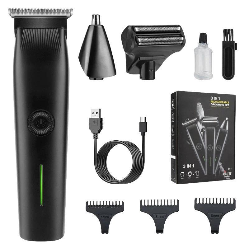 Electric Hair Clipper, Beard & Nose Hair Trimmer Cordless Grooming Kit for Men