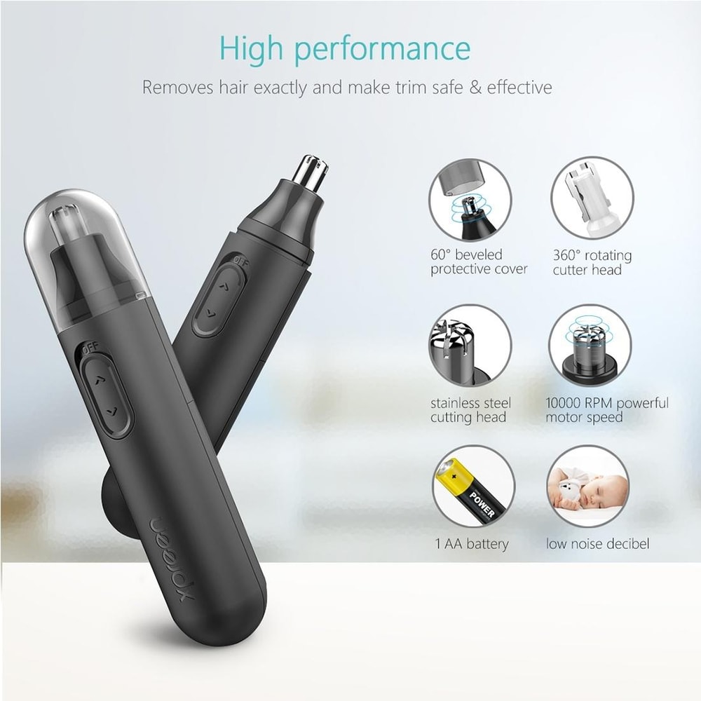 High Speed Electric Nose & Ear Hair Trimmer Stainless Steel Rotary Grooming Tool for Men & Women