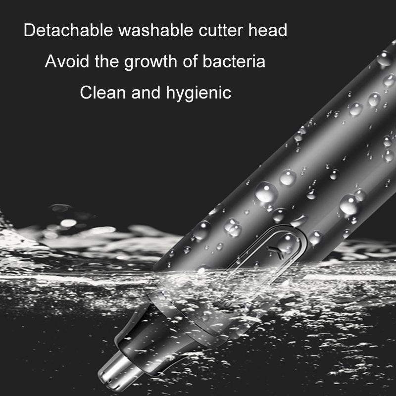 Detachable Washable Electric Nose Hair Trimmer for Men Safe Grooming Black