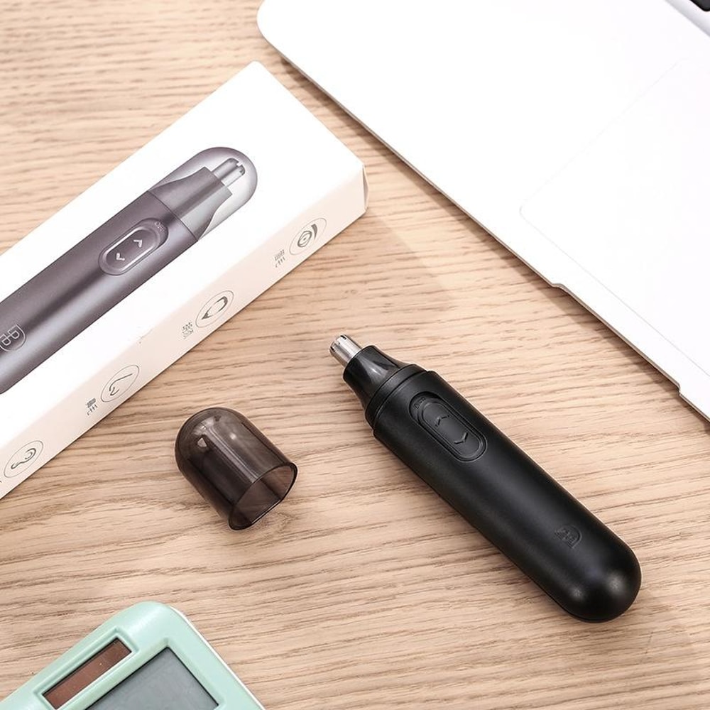 Detachable Washable Electric Nose Hair Trimmer for Men Safe Grooming Black