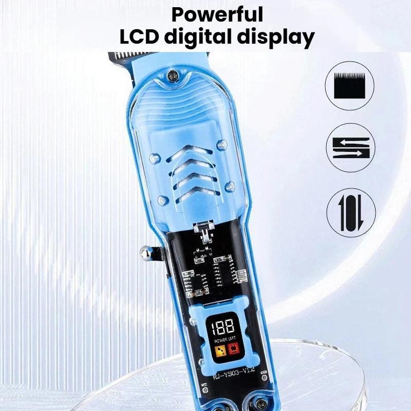 LCD Digital Display Cordless Hair Clipper, Portable Electric Hair Trimmer USB Type-C Rechargeable