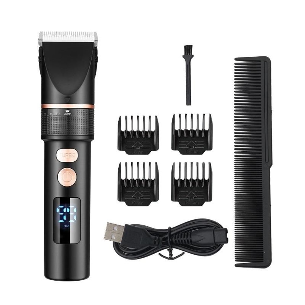 Men Electric Hair Trimmer LCD Digital Display Cordless Hair Clipper USB Rechargeable