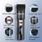 Men Electric Hair Trimmer LCD Digital Display Cordless Hair Clipper USB Rechargeable