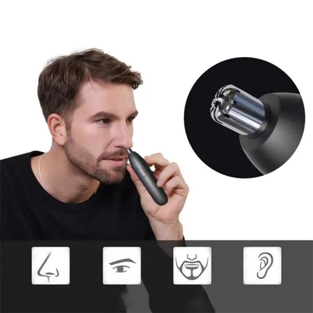 Portable USB Rechargeable Electric Nose Hair Trimmer Safe Rotary Grooming Tool for Men & Women