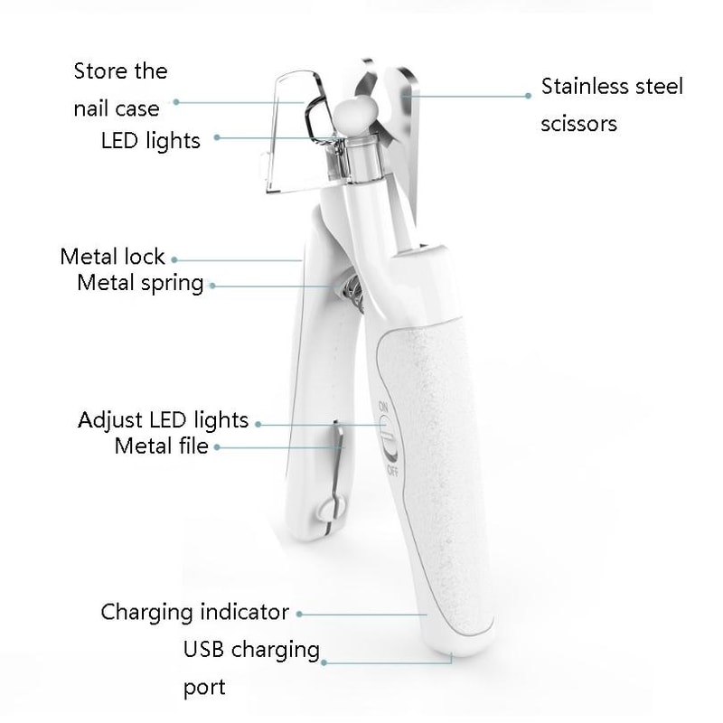 LED Dog Nail Clipper with Safety Light Rechargeable Pet Nail Trimmer for Dogs and Cats