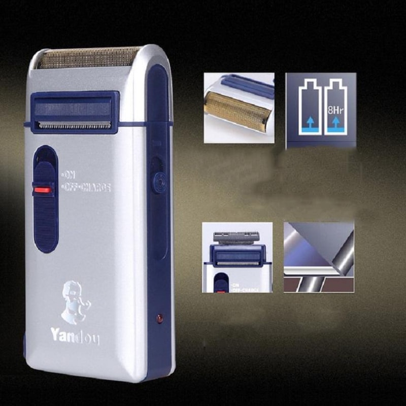 Rechargeable Electric Shaver for Men with Reciprocating Blade & Temple Trimmer
