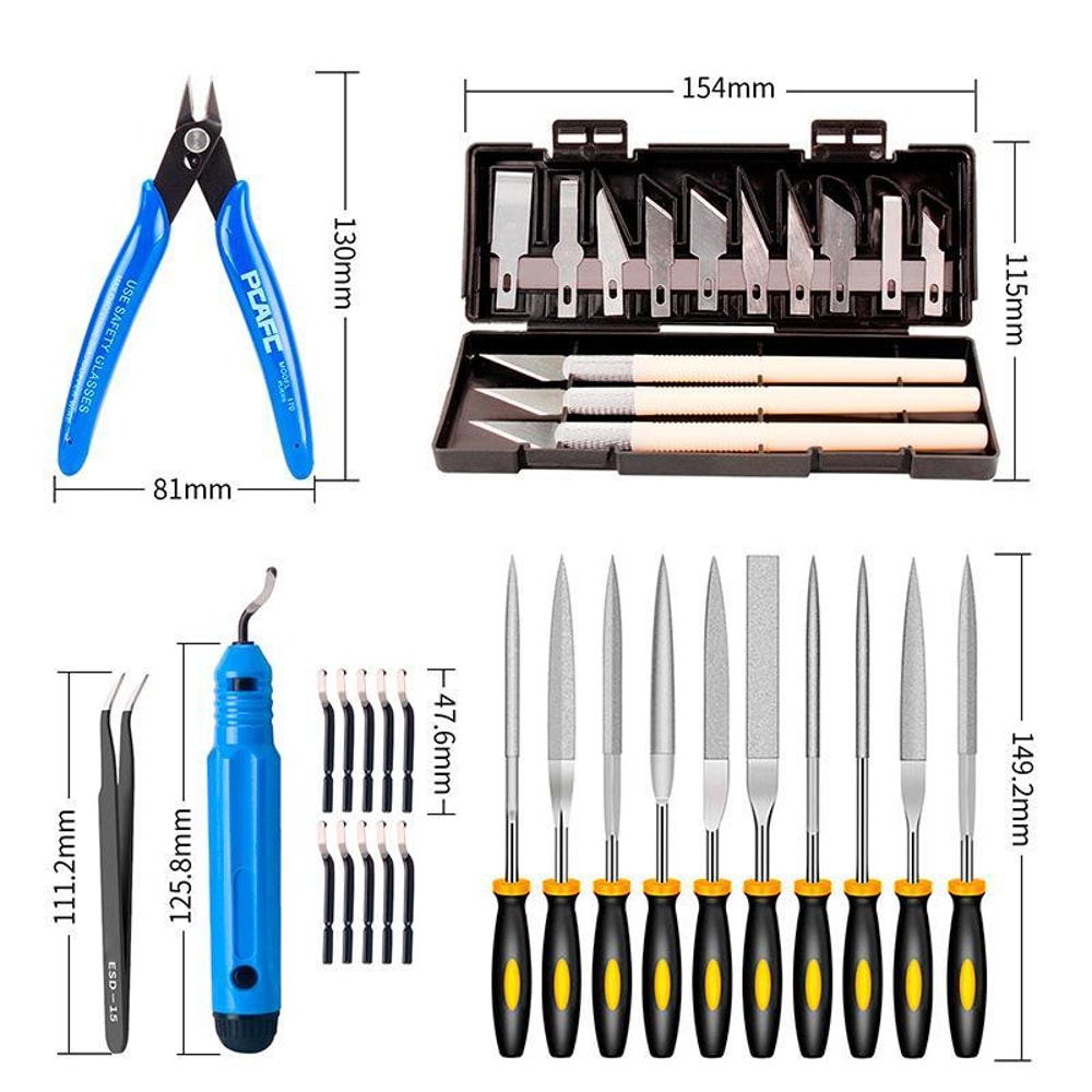 Printer Tool Kit Model Cleaning Tools, Carving Knife & Needle File Set for Precision Finishing
