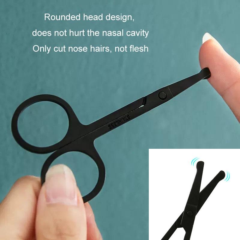 Stainless Steel Nose Hair Scissors with Round Tip Safety Design Precision Facial Grooming Trimmer