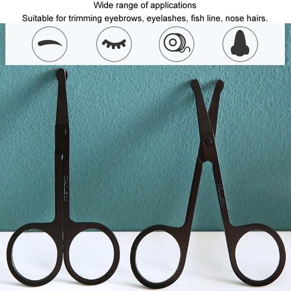 Stainless Steel Nose Hair Scissors with Round Tip Safety Design Precision Facial Grooming Trimmer