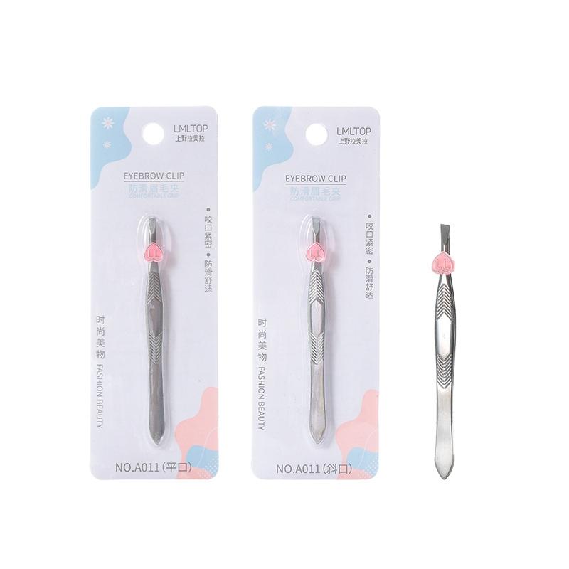High-Precision Stainless Steel Eyebrow Tweezers Set Non Slip Flat and Slant Tip Grooming Tool