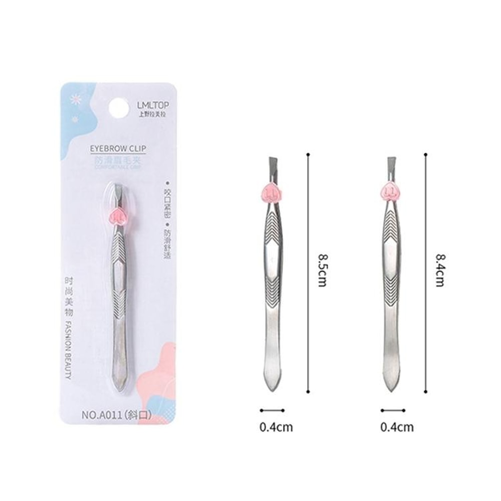 High-Precision Stainless Steel Eyebrow Tweezers Set Non Slip Flat and Slant Tip Grooming Tool