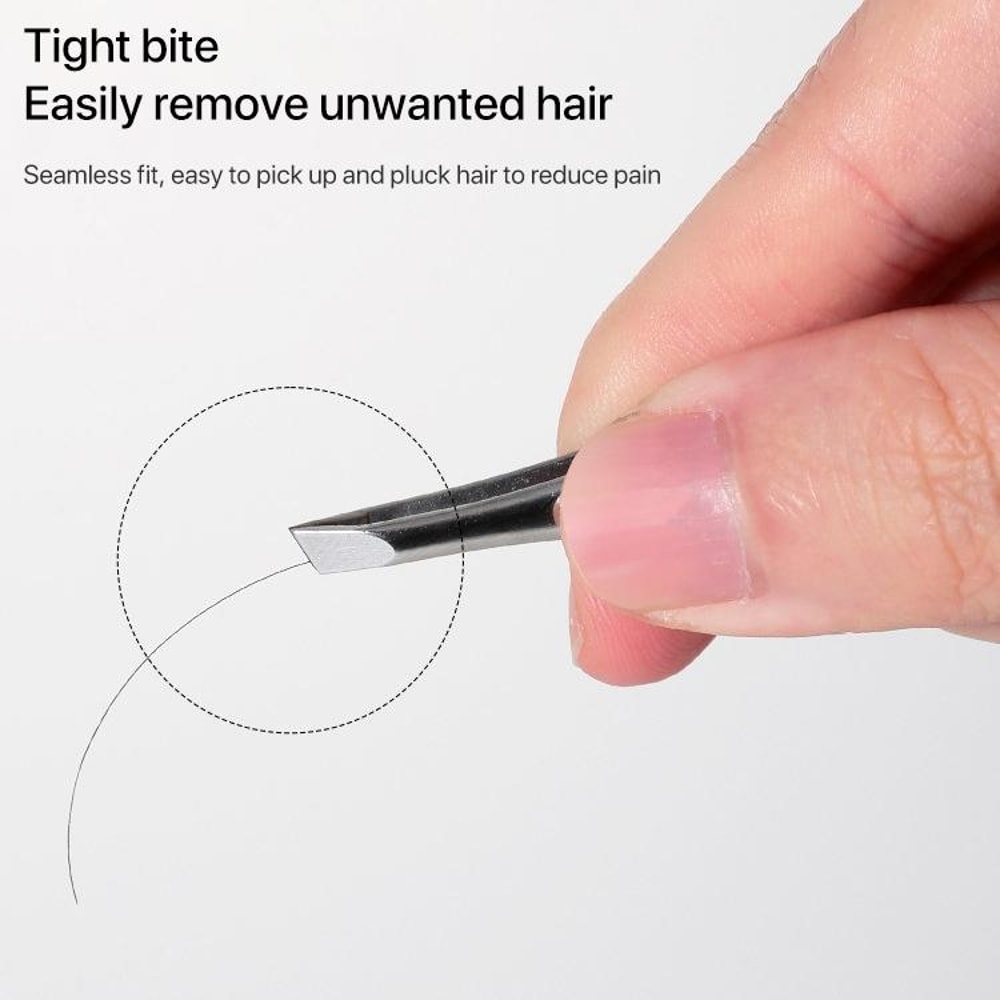 High-Precision Stainless Steel Eyebrow Tweezers Set Non Slip Flat and Slant Tip Grooming Tool