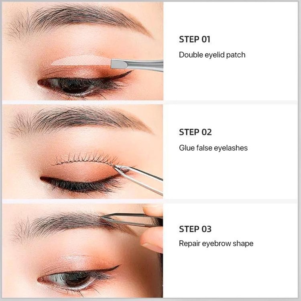High-Precision Stainless Steel Eyebrow Tweezers Set Non Slip Flat and Slant Tip Grooming Tool