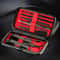 Stainless Steel Nail Clipper Set Manicure Pedicure Grooming Kit with Travel Case Red