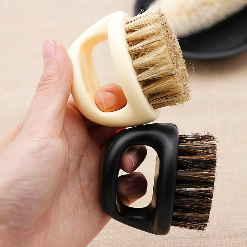 Portable Men Shaving Brush Ring Handle Haircut Cleaning Beard Brush ABS Travel Grooming Tool 3