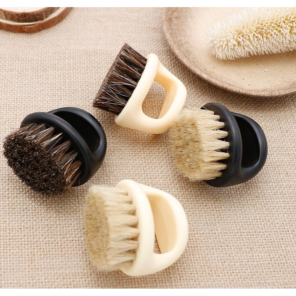 Portable Men Shaving Brush Ring Handle Haircut Cleaning Beard Brush ABS Travel Grooming Tool 6