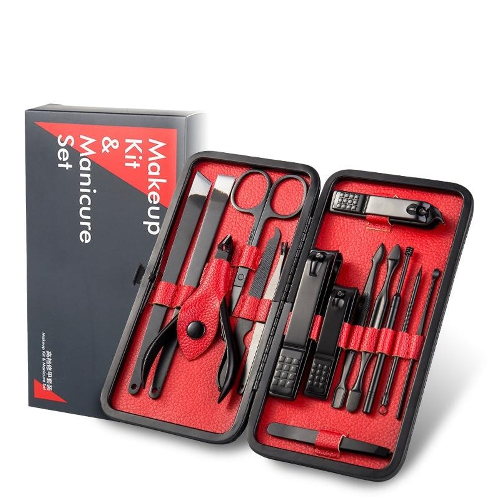 Stainless Steel Nail Clipper Set Manicure & Pedicure Tools Kit with PU Leather Case