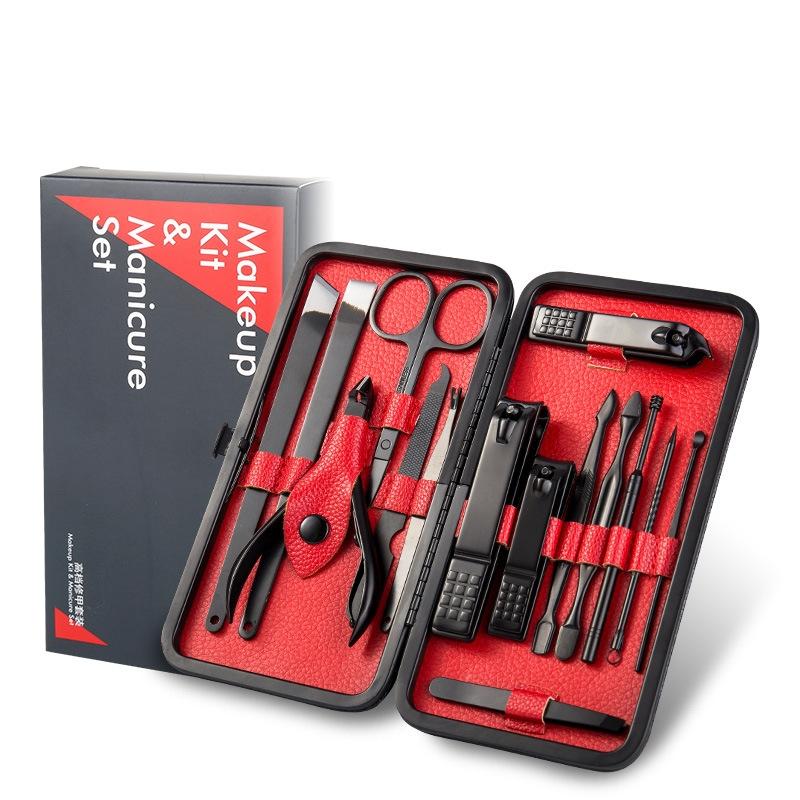 Stainless Steel Nail Clipper Set Manicure & Pedicure Tools Kit with PU Leather Case