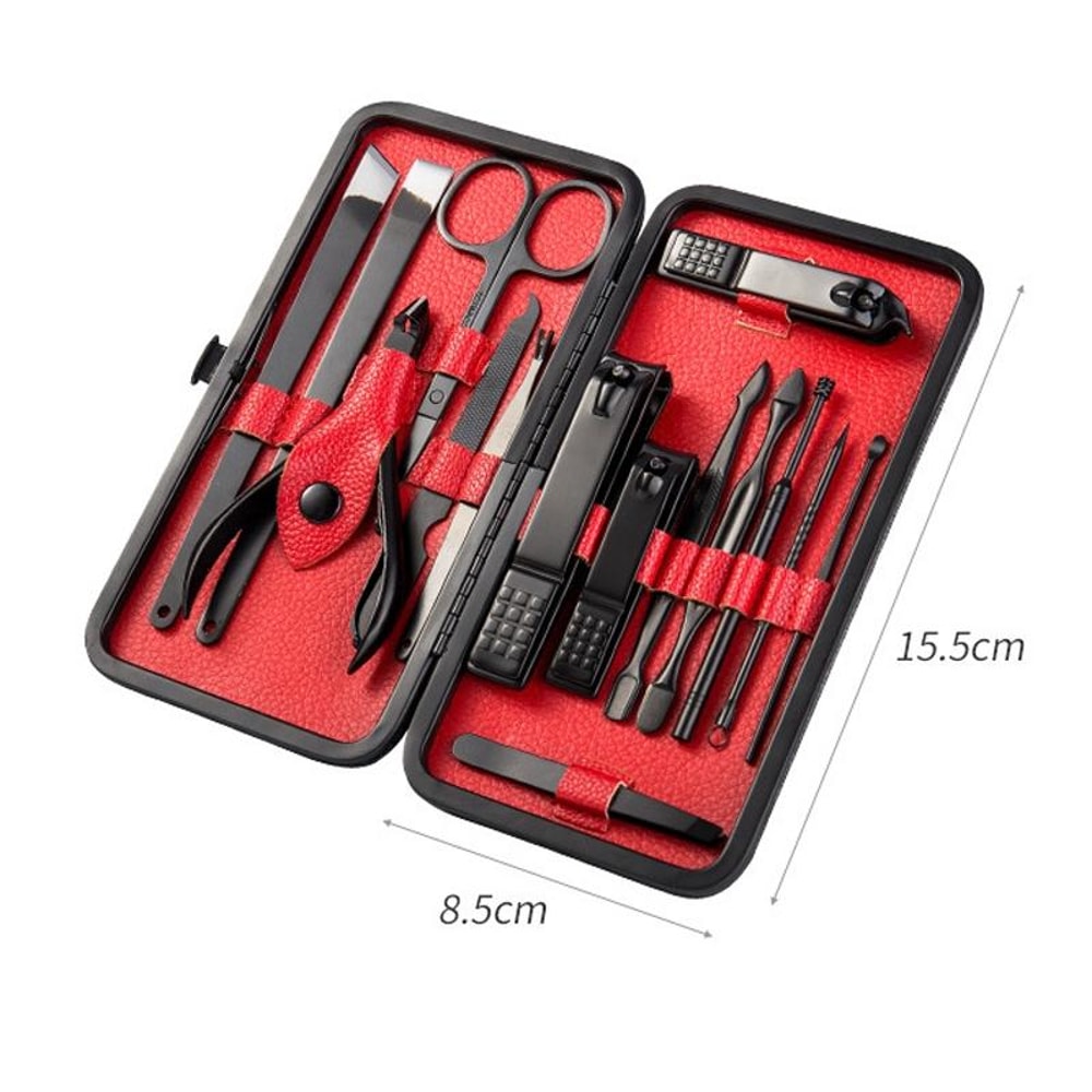 Stainless Steel Nail Clipper Set Manicure & Pedicure Tools Kit with PU Leather Case