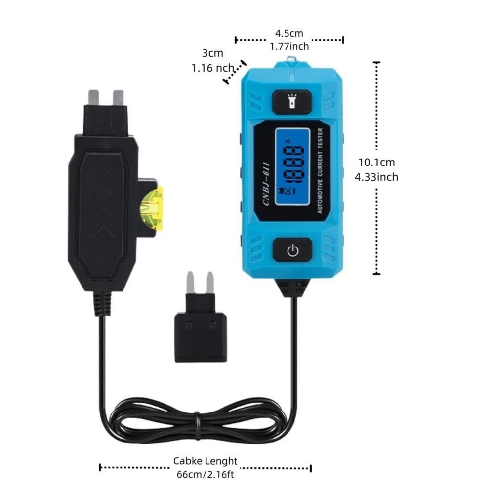 Automotive LED Blade Fuse Current Tester Blue LCD Car Fuse Circuit Tester