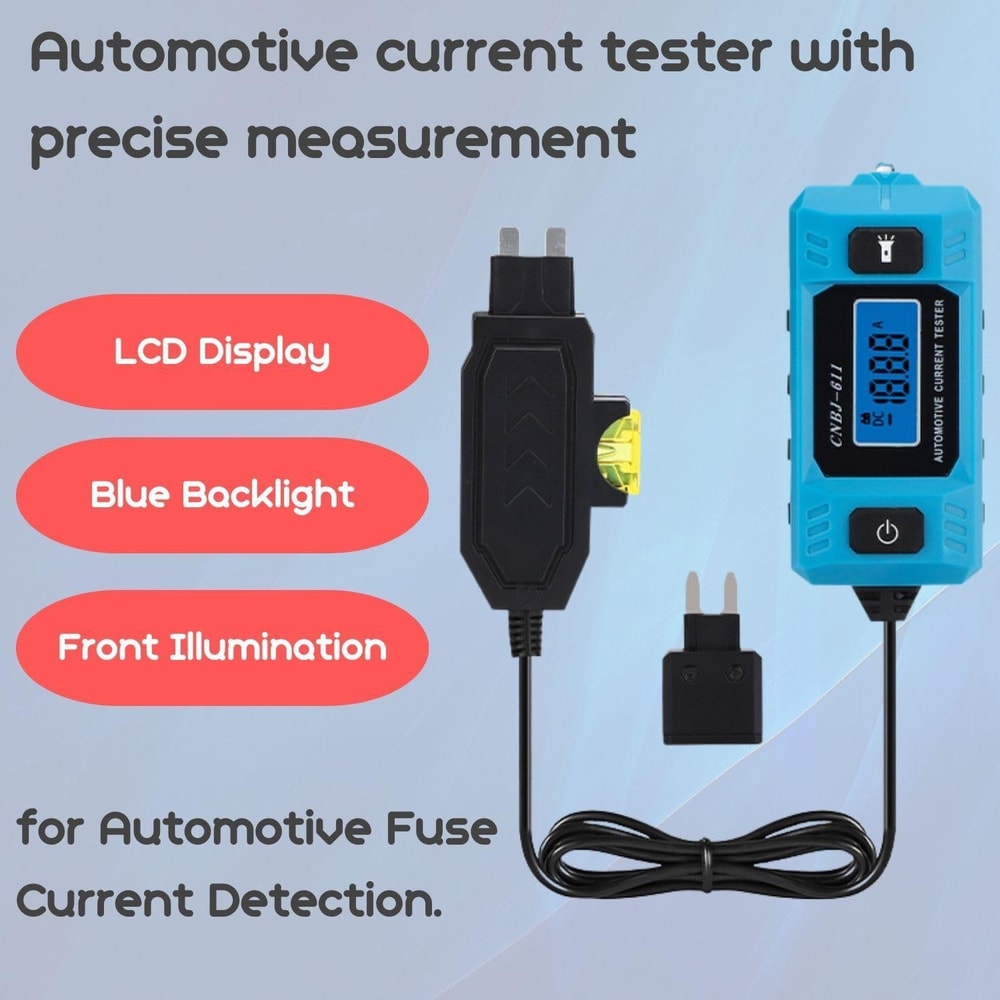 Automotive LED Blade Fuse Current Tester Blue LCD Car Fuse Circuit Tester