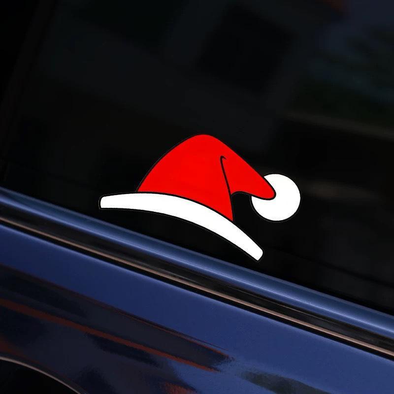 Waterproof Christmas Hat Car Window Decals Festive Holiday Car Stickers