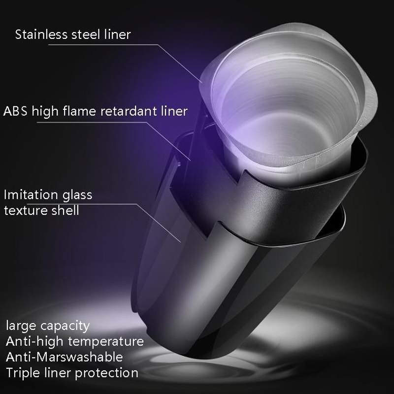 Portable Car Ashtray Bright Black ABS Automotive Ashtray with LED Light for Cars