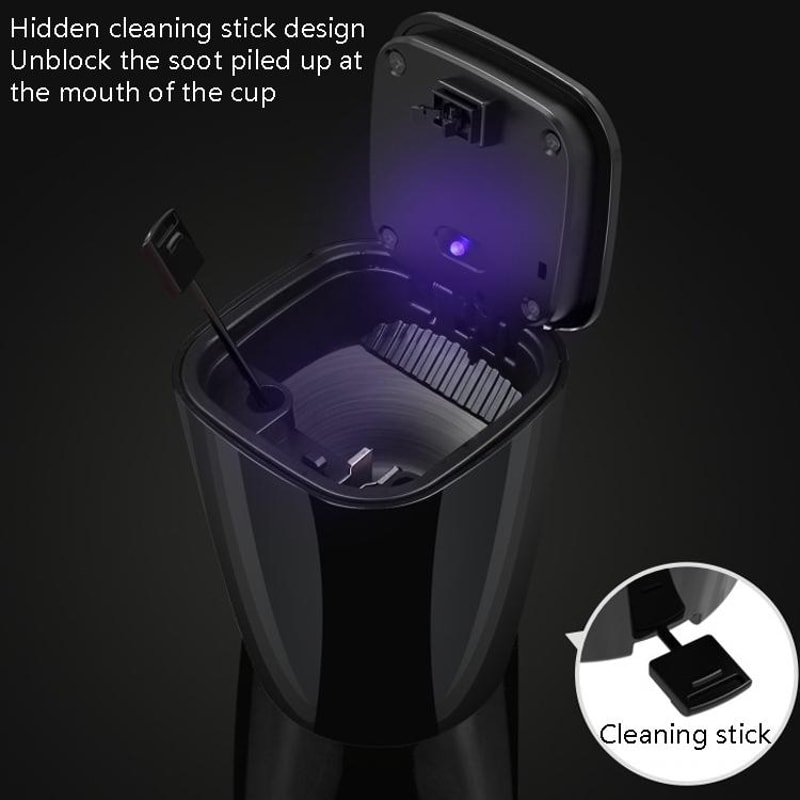 Portable Car Ashtray Bright Black ABS Automotive Ashtray with LED Light for Cars