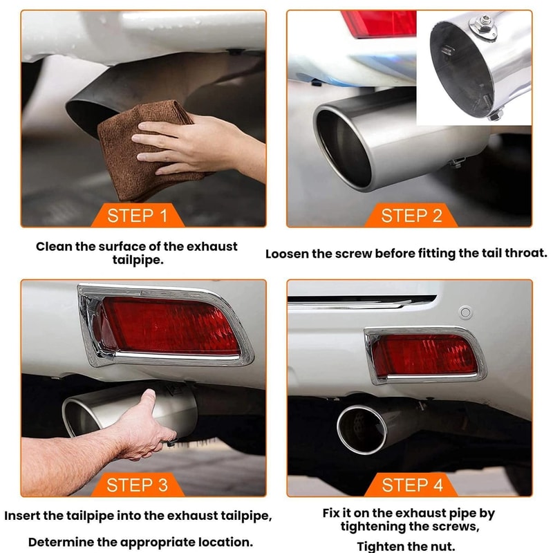 Stainless Steel Universal Exhaust Muffler Tip Silver Automotive Exhaust Tailpipe Upgrade 8
