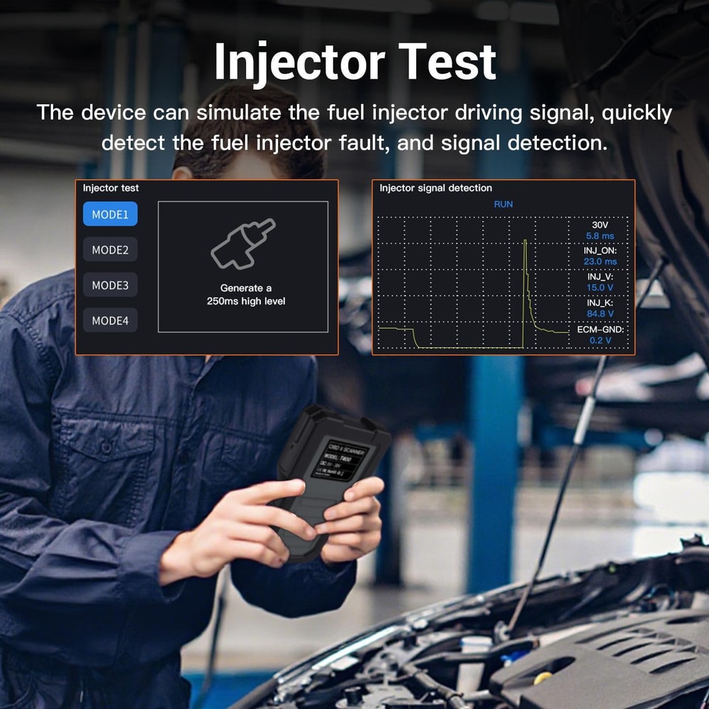 Fuel Injector Diagnostic Tool with Engine Code Reader & Automotive Fault Diagnosis