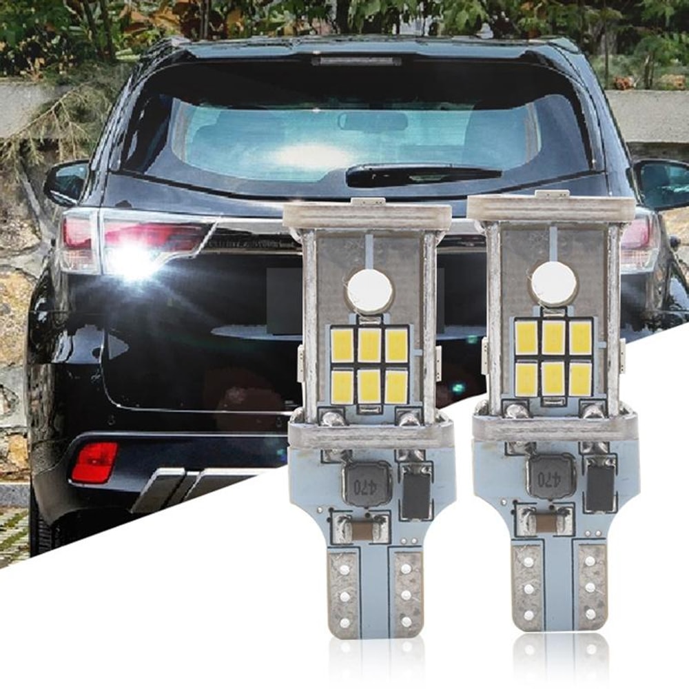 Automotive LED Reversing Lights Wide Voltage Decode Brake Bulbs White Pair