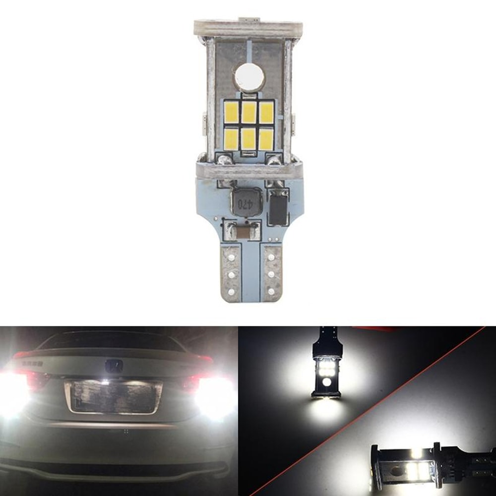 Automotive LED Reversing Lights Wide Voltage Decode Brake Bulbs White Pair
